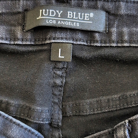 Judy Blue Womens Large Cuffed Bermuda Shorts Black Denim Casual Classic - Picture 5 of 6
